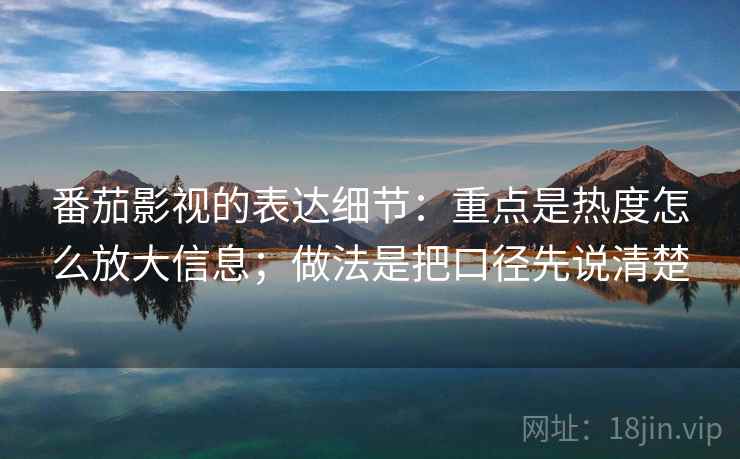 番茄影视的表达细节：重点是热度怎么放大信息；做法是把口径先说清楚