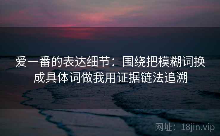 爱一番的表达细节:围绕把模糊词换成具体词做我用证据链法追溯 爱一番的表达细节:围绕把模糊词换成具体词做我用证据链法追溯